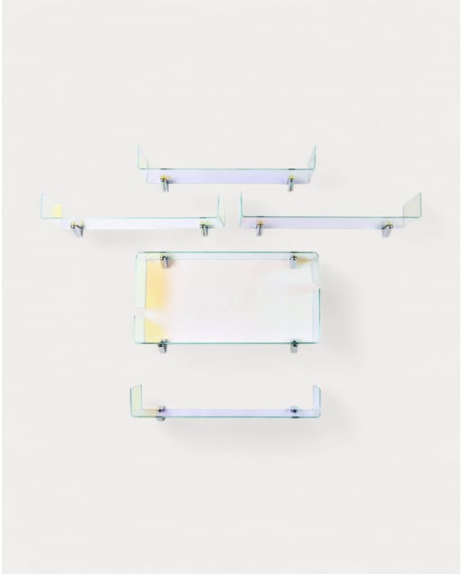 Satz gebogener Wandregale aus Glas Iris