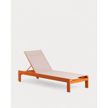 2er-Pack Liegestühle aus Aluminium und Stoff New Kreta Orange Terra - The Masie