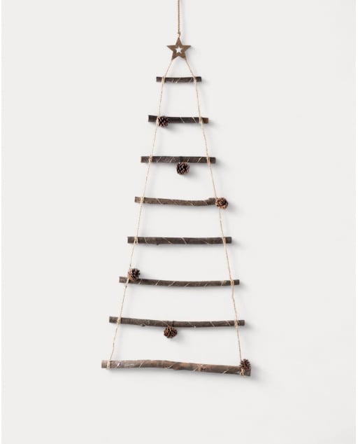 Weihnachtsbaum mit LED-Lichtern aus Holz 110 cm Pin