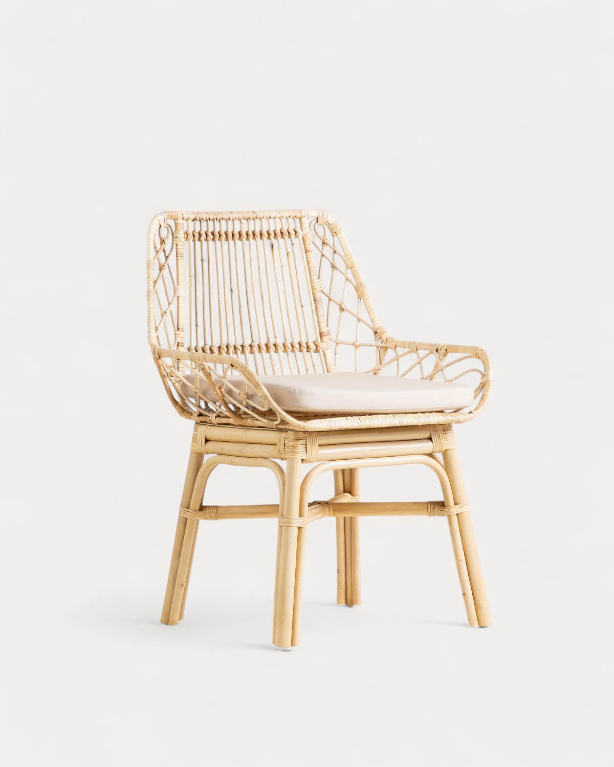 Esszimmerstuhl aus natürlichem Rattan mit Kissen Melys, Galeriebild 1