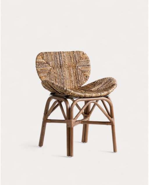 Pack 4 Esszimmerstühle aus Natürlichem Rattan Nimu