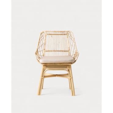 Pack 4 Esszimmerstühle aus natürlichem Rattan mit Melys-Kissen Natürlich Rattan - The Masie