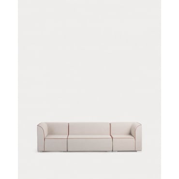 Modulares Gartensofa, 3-teilig, mit 2 Ecken und 2-Sitzer-Sofa aus Lagos-Stoff Stoff -Beige Muschel - The Masie