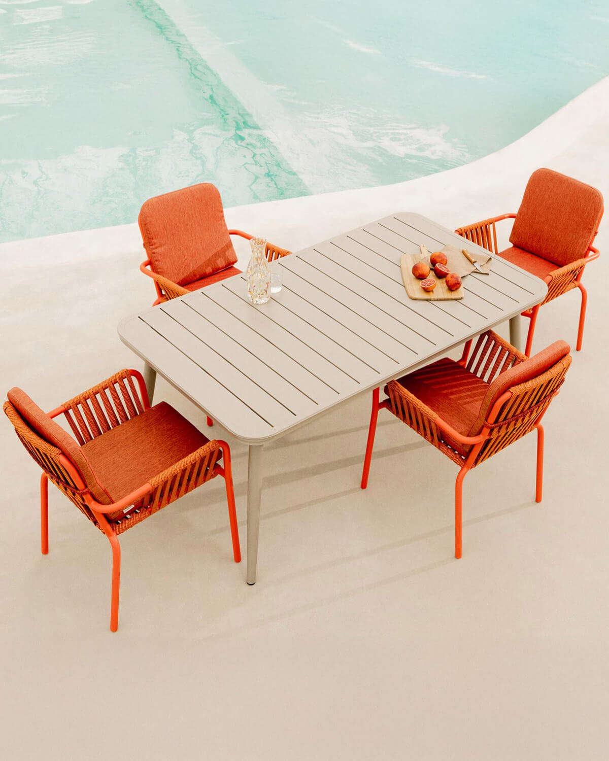 Rechteckiges Tischset Cancun aus Aluminium (160x90 cm) und 4 Drian-Gartenstühle, Galeriebild 2