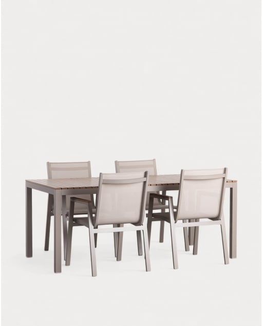 Korce Aluminium-Tischset (180 x 90 cm) und 4 Outdoor-Stühle