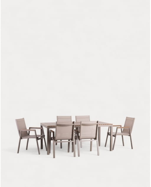 Korce Aluminium-Tischset (180 x 90 cm) und 6 Outdoor-Stühle