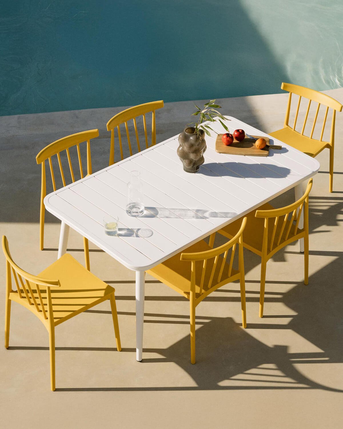 Rechteckiges Tischset Cancun aus Aluminium (160x90 cm) und 6 Sunty Outdoor-Stühle aus Polypropylen, Galeriebild 2