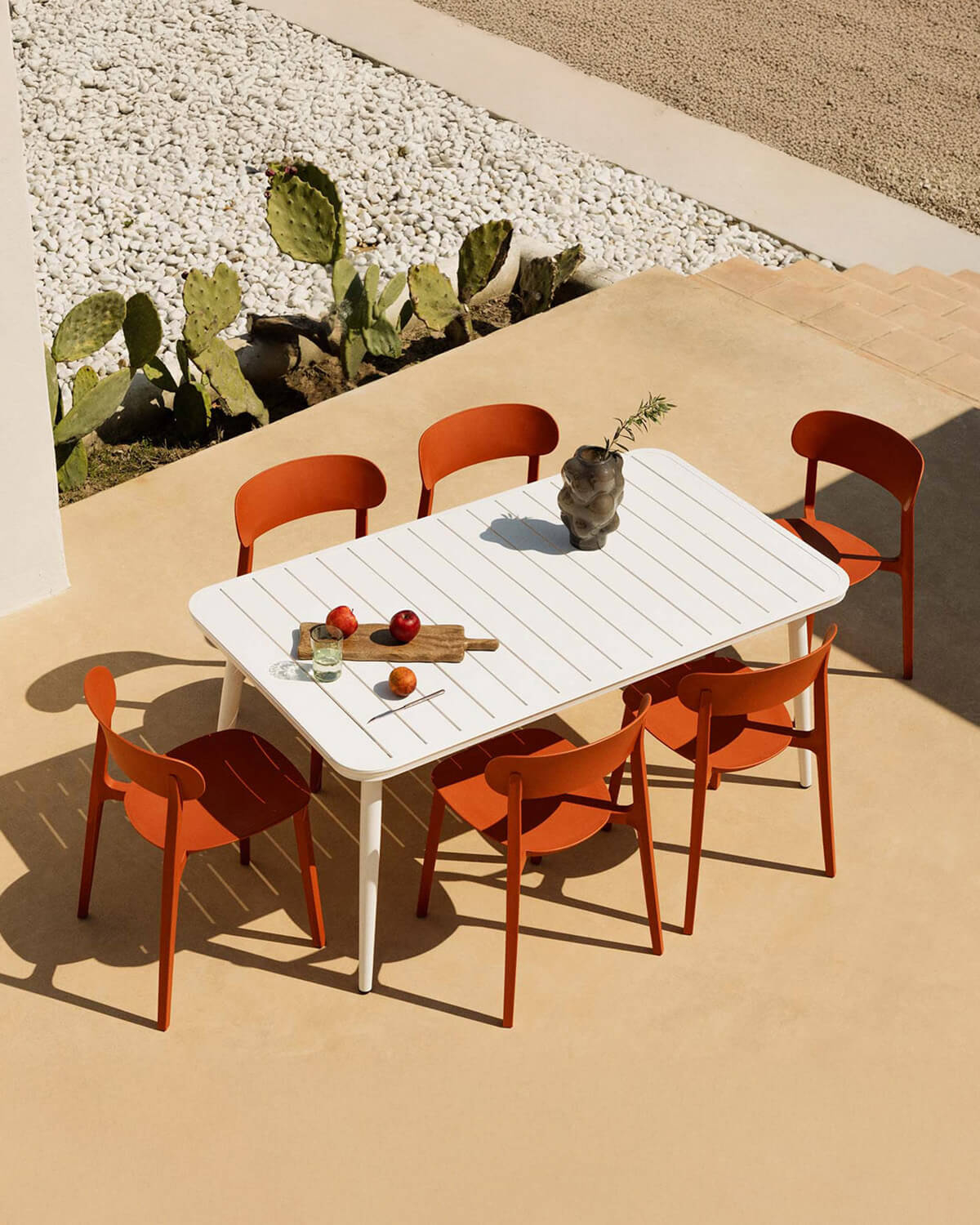 Rechteckiges Tischset Cancun aus Aluminium (160x90 cm) und 6 Briel-Outdoor-Stühle aus Polypropylen, Galeriebild 2