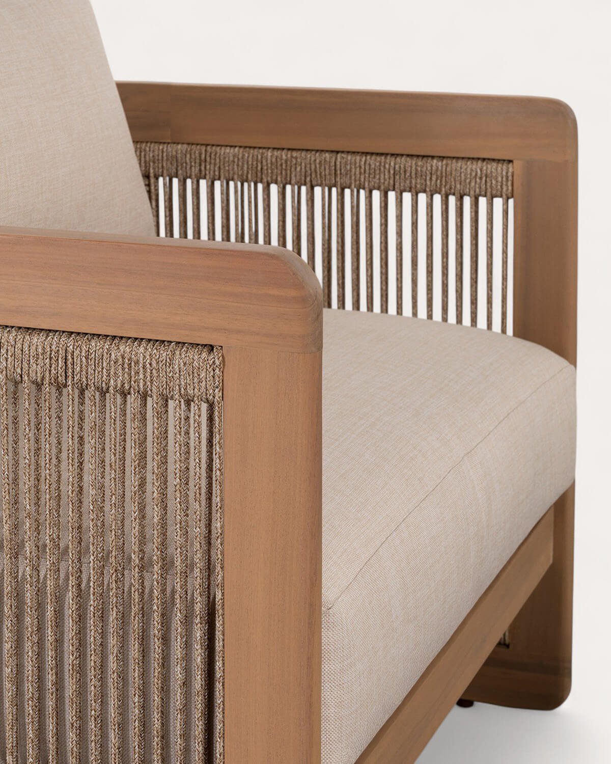 Gartenset mit 2-Sitzer-Sofa, 2 Sesseln und Couchtisch aus Akazienholz und Rope Mares, Galeriebild 6