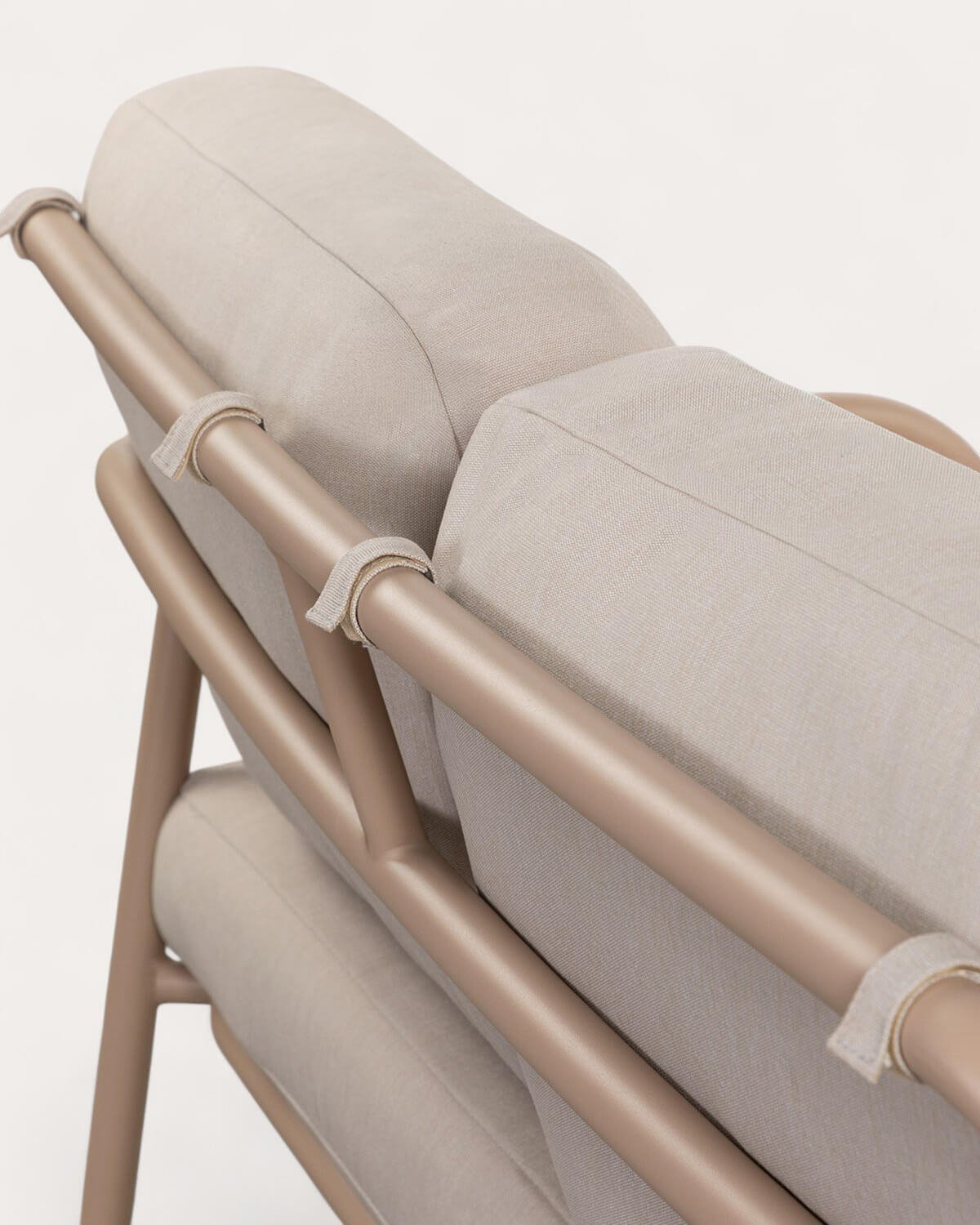 Gartenset mit 2-Sitzer-Sofa, 2 Sesseln und Couchtisch aus Metall und Aleina-Stoff, Galeriebild 8