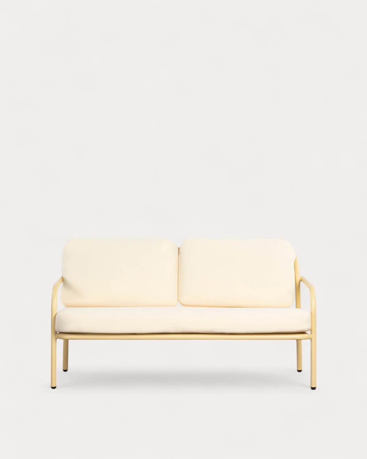 Gartenset mit 2-Sitzer-Sofa, 2 Sesseln und Couchtisch aus Metall und Aleina-Stoff, Galeriebild 4