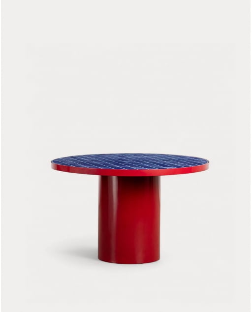 Runder Esstisch aus Metall und Keramik (Ø122 cm) Zafiro