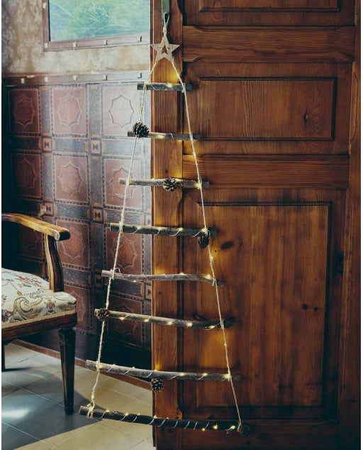 Weihnachtsbaum mit LED-Lichtern aus Holz 110 cm Pin