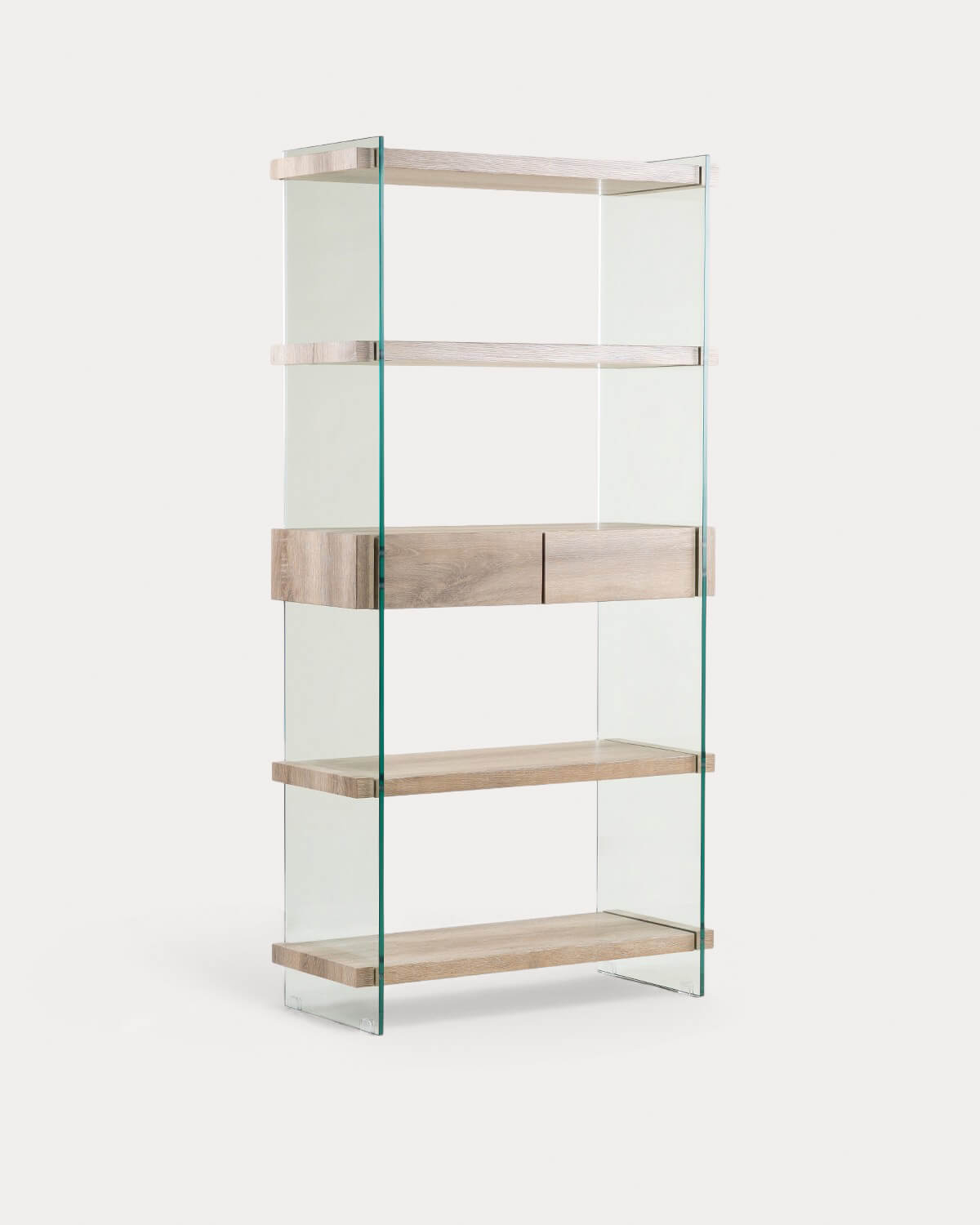 Regal 180x90 cm aus Glas und Holz Layers