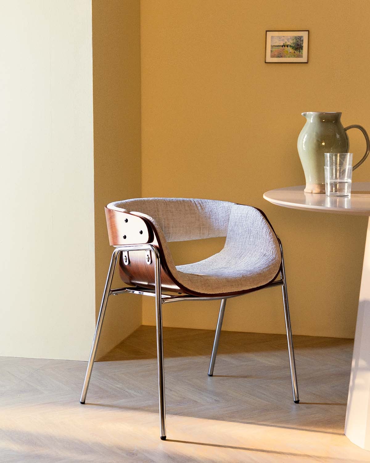 4er-Pack Esszimmerstühle aus Holz und Stoff Berlin, Galeriebild 2