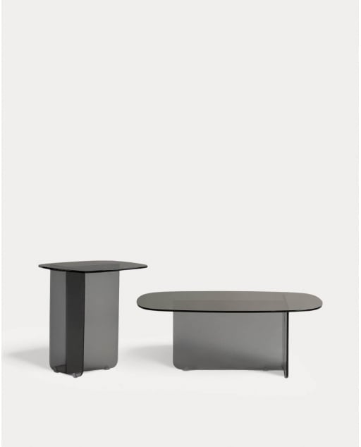 Urel Beistelltisch- und Couchtisch-Set aus gehärtetem Glas
