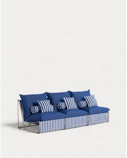3-Sitzer-Sofa aus Metall und Sitz aus Carpa-Stoff