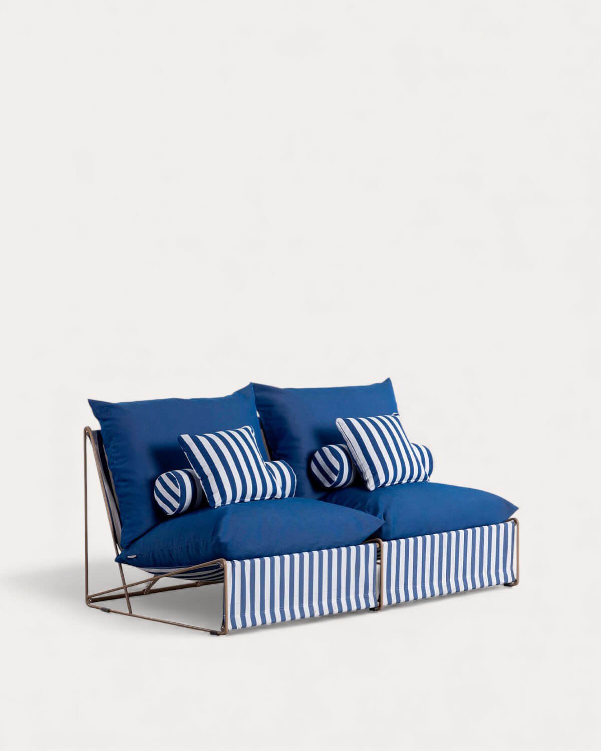 2-Sitzer-Sofa aus Metall und Sitz aus Carpa-Stoff, Galeriebild 1