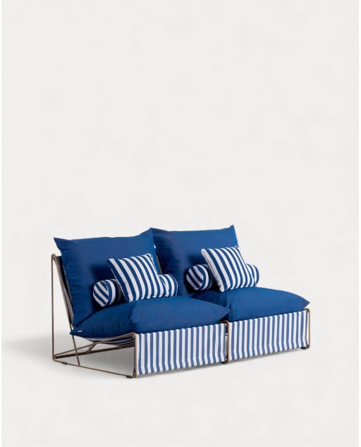 2-Sitzer-Sofa aus Metall und Sitz aus Carpa-Stoff