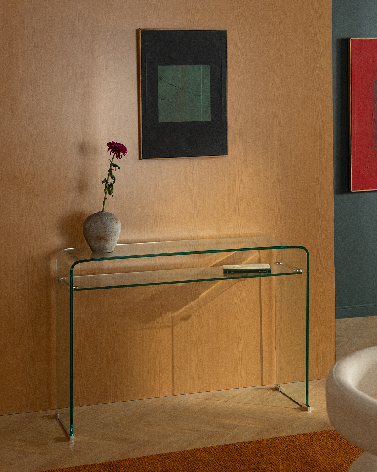 Rechteckige Flurkonsole 110x36 cm aus gehärtetem Glas Endil, Galeriebild 2