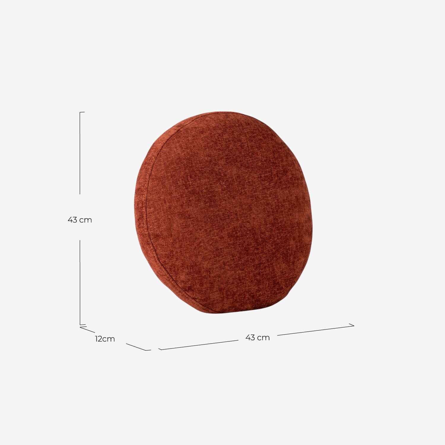 Runder Canvas-Bezug (Ø43 cm) Ilham Vollfarbe, Ma&szlig;e