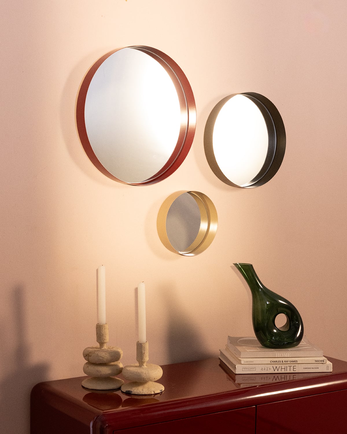 Set mit 3 Runden Wandspiegeln aus Metall Esdras, Galeriebild 2