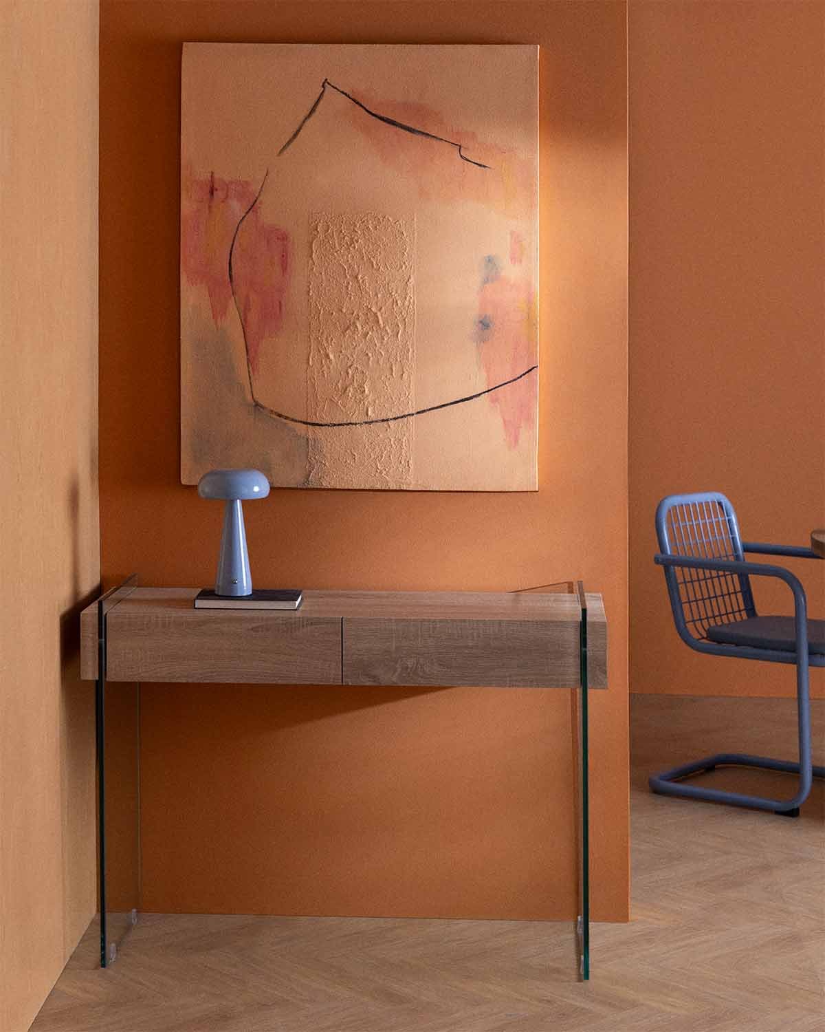Konsole aus Holz und Glas (110x40 cm) Galad, Galeriebild 2