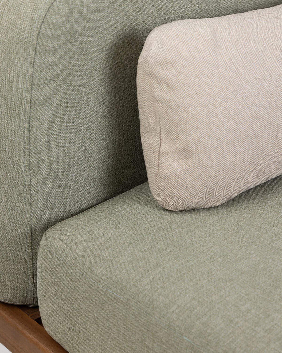 Modulares Sofa-Modul für 2-Sitzer-Gartensofa mit Beistelltisch aus Akazienholz und Stoff Redik, Galeriebild 4