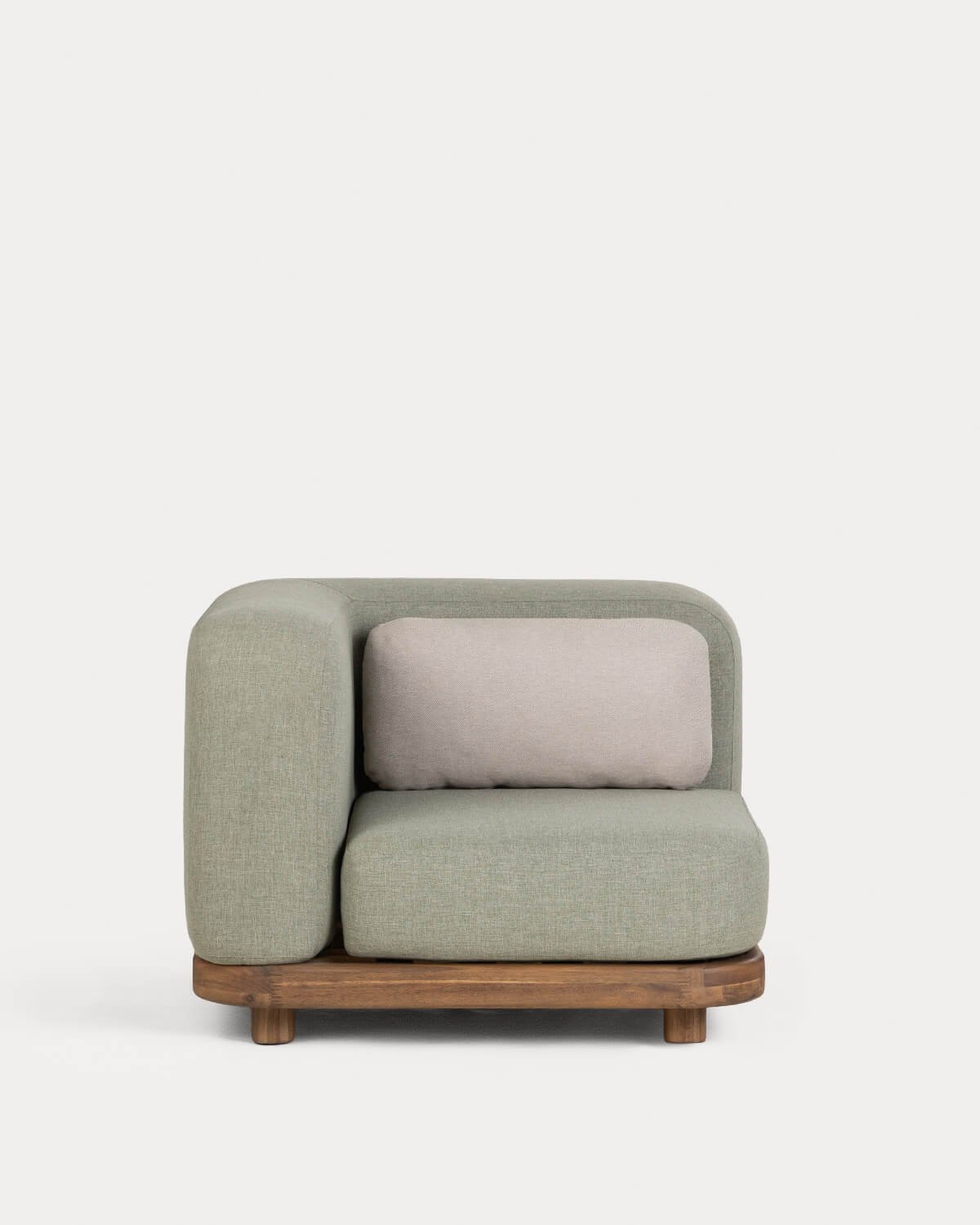 Eck-Gartenmodul aus Akazienholz und Stoff für modulare Sofas Redik