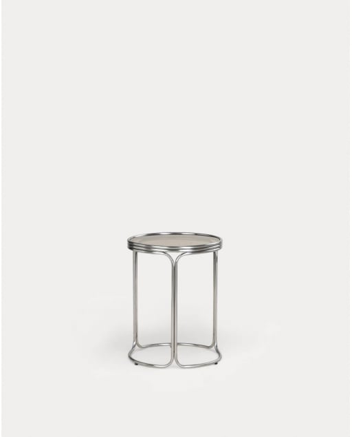 Runder Beistelltisch aus Metall und Gehärtetem Glas (Ø40 cm) Massia