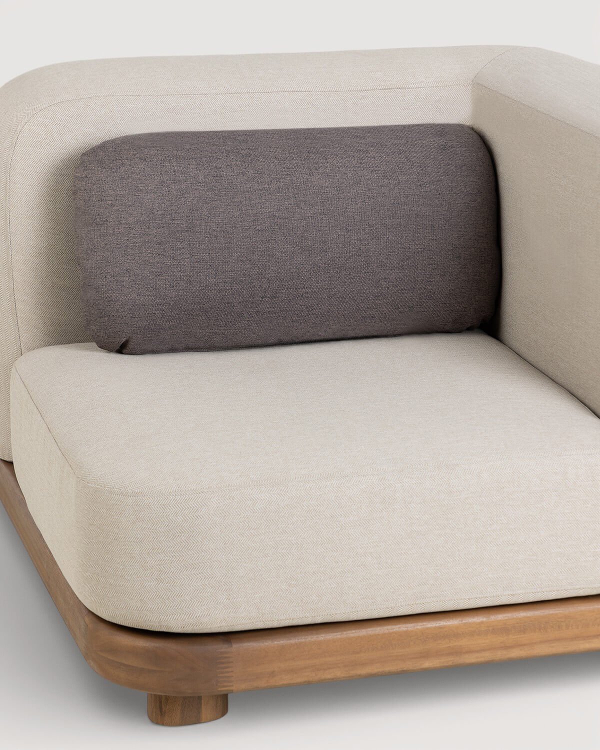 Eck-Gartenmodul aus Akazienholz und Stoff für modulare Sofas Redik, Galeriebild 6