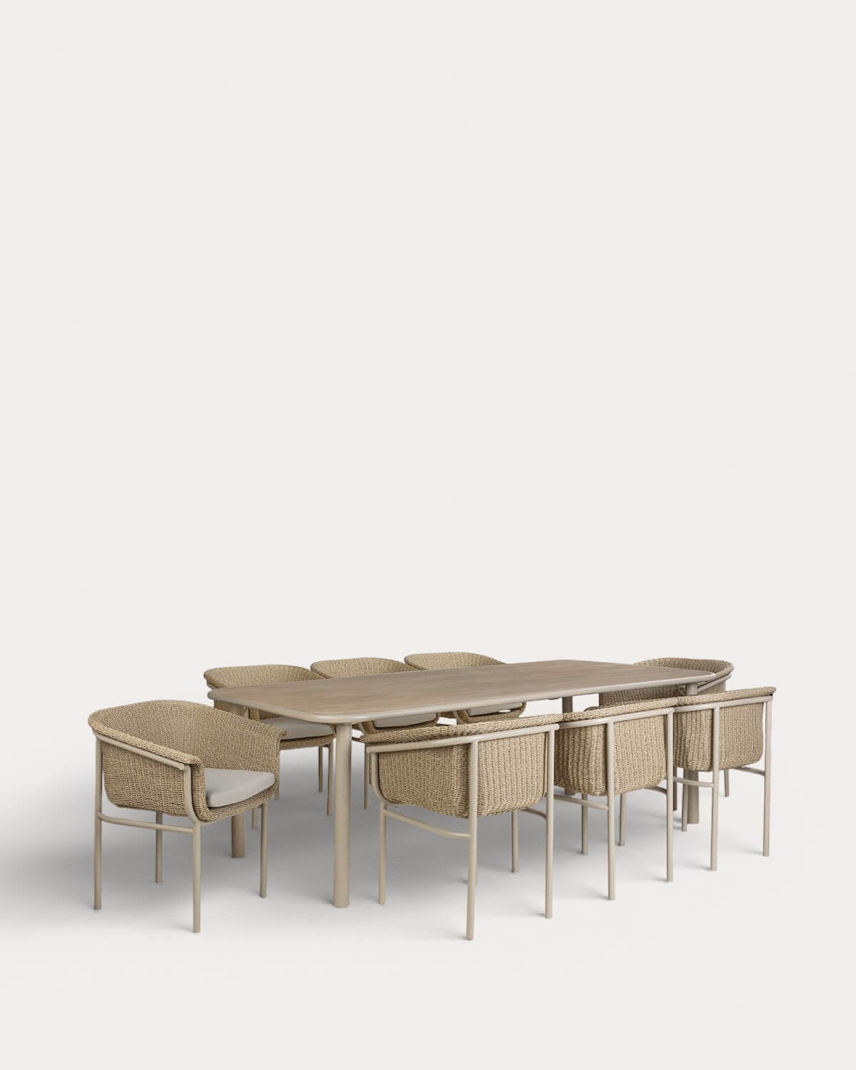 Rechteckiger Tisch (240x110 cm) und 8 Gartenstühle aus Akazienholz und Metall Caitlyn, Galeriebild 1