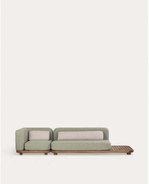 2-Teiliges Modulares Gartensofa-Set Sofa-Modul und Eckmodul aus Akazienholz und Stoff Redik