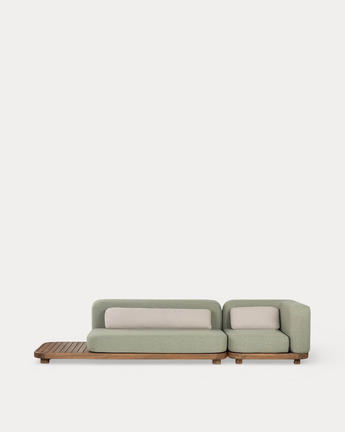 2-Teiliges Modulares Gartensofa-Set Sofa-Modul und Eckmodul aus Akazienholz und Stoff Redik, Galeriebild 3