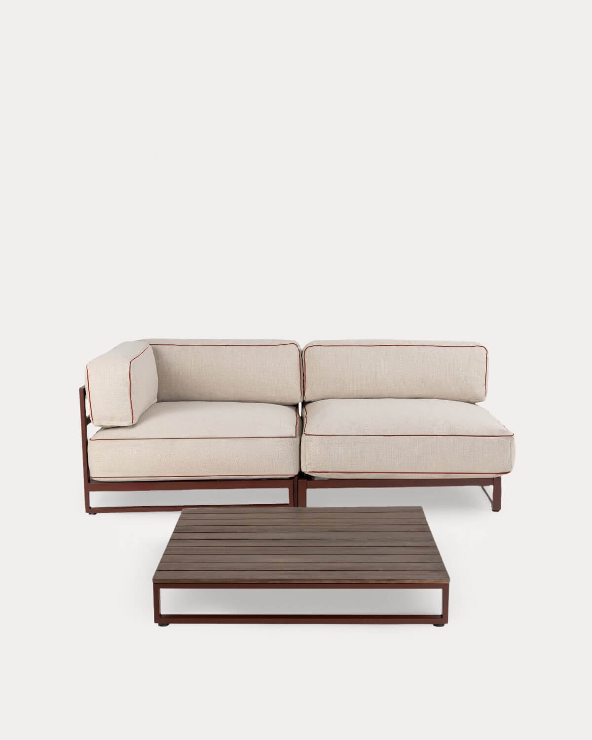 Gartenmöbel-Set mit Eckmodul, Mittelmodul und Couchtisch aus Metall und Stoff Kristen