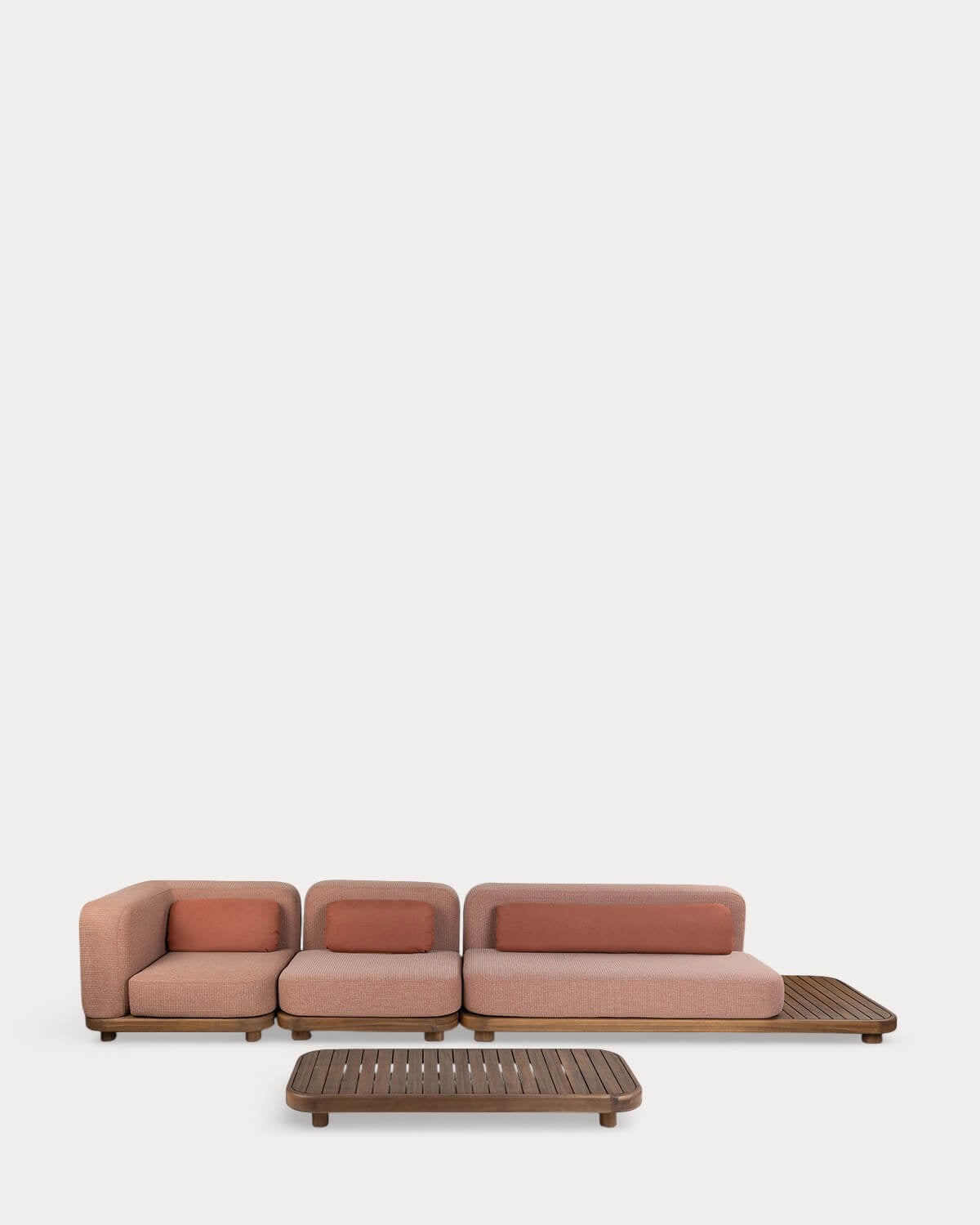 Gartenmöbel-Set mit Sofa-, Mittel-, Eck- und Couchtisch aus Akazienholz und Stoff Redik