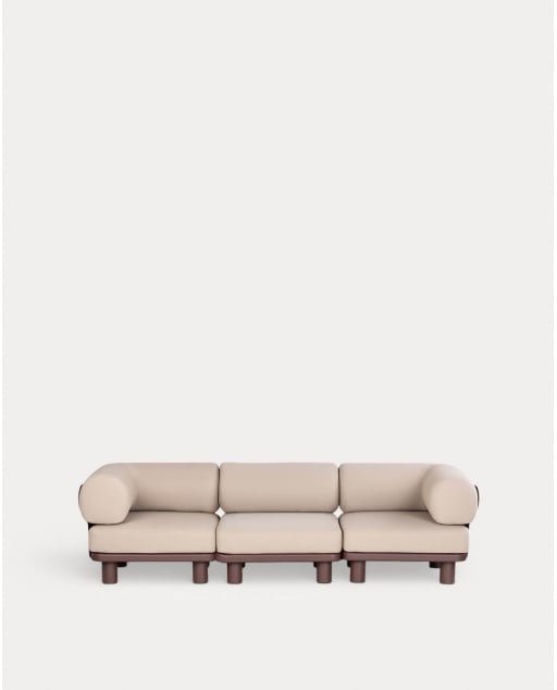 3-Teiliges Modulares Gartensofa mit 2 Eckmodulen und Mittelmodul aus Aluminium und Stoff Lantana