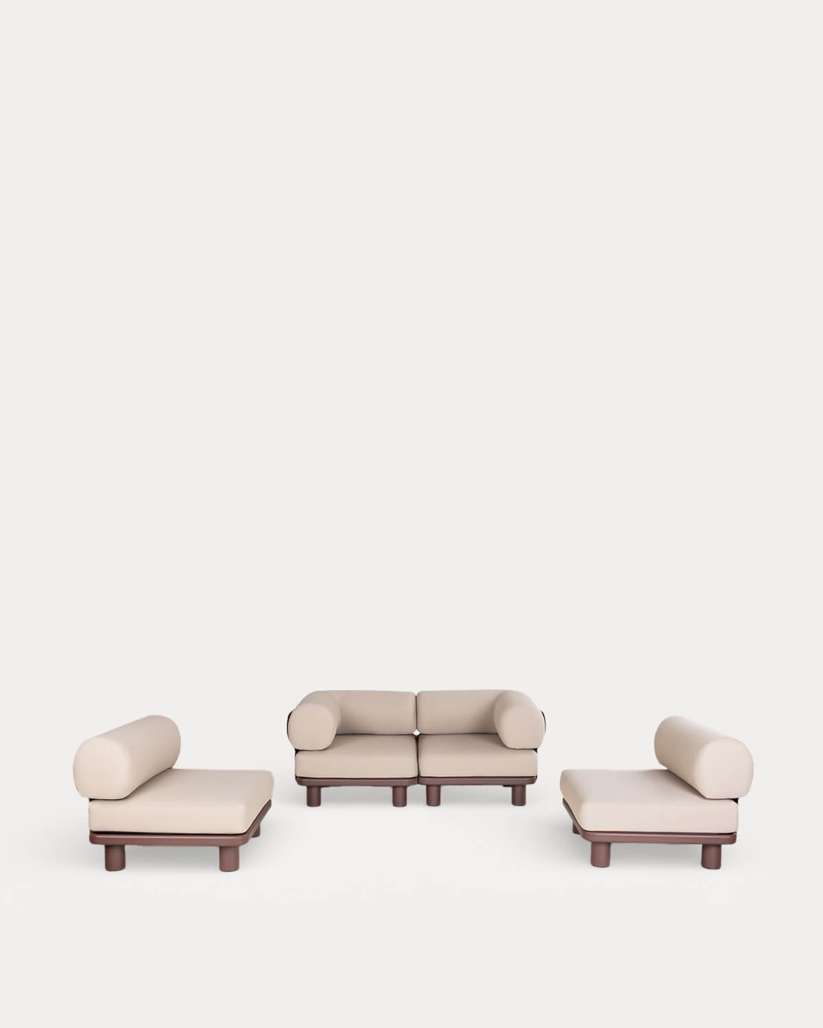 4-Teiliges Modulares Gartensofa mit 2 Eckmodulen und 2 Mittelmodulen aus Aluminium und Stoff Lantana