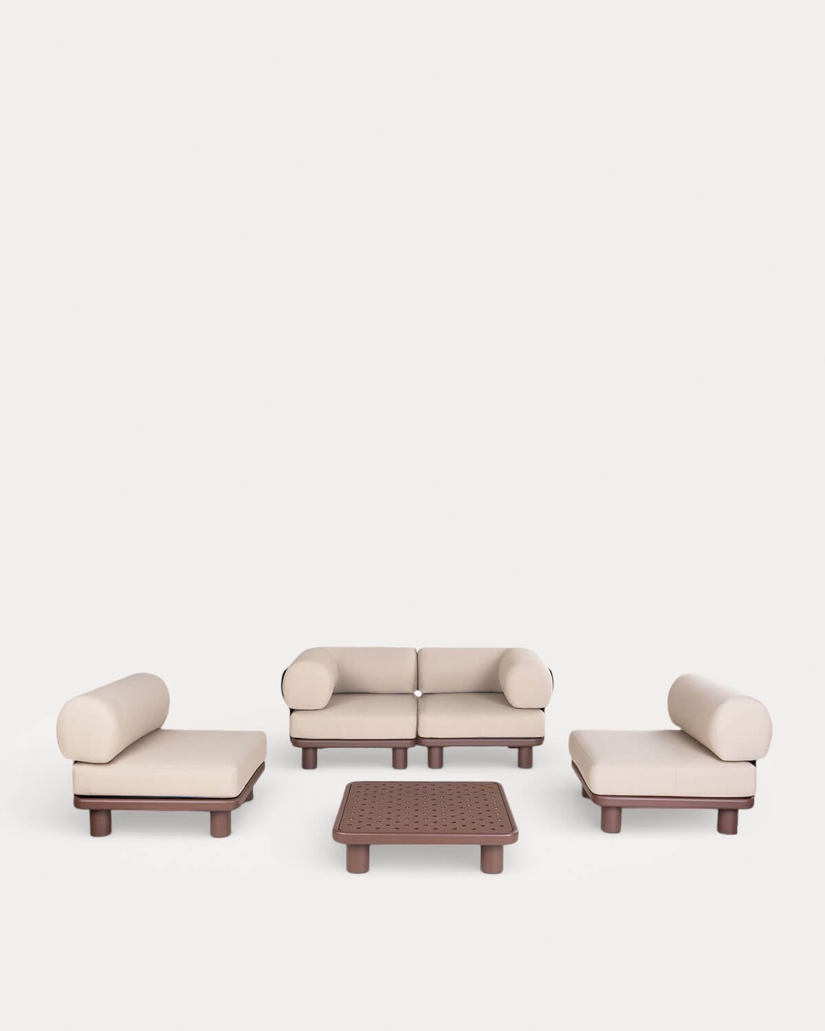 Gartenmöbelset mit 2 Eckmodulen, 2 Mittelmodulen und Couchtisch aus Aluminium und Stoff Lantana, Galeriebild 1