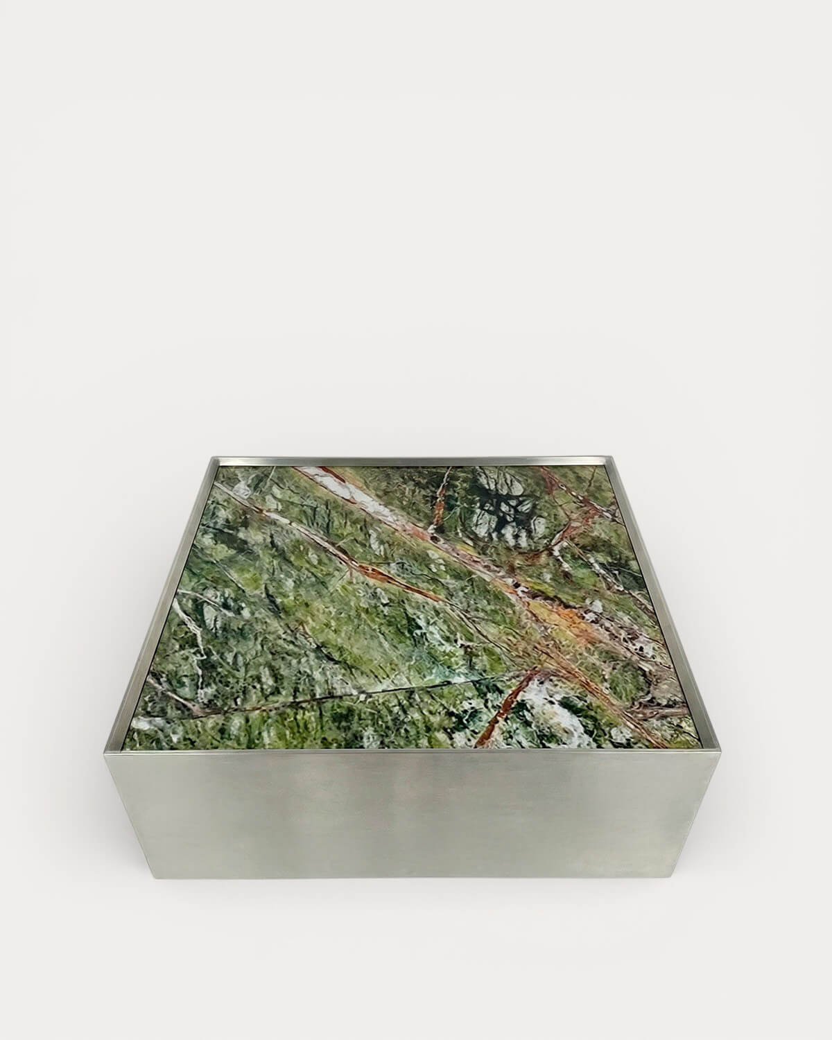 Quadratischer Couchtisch aus Edelstahl und Marmor (80x80 cm) Imogen, Galeriebild 4