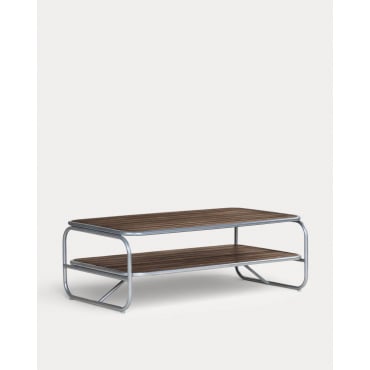 Rechteckiger Outdoor-Couchtisch aus Akazienholz und Metall (110x60 cm) Ahrus Grau Concrete - The Masie