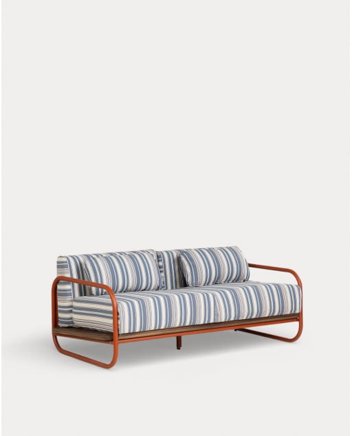 2-Sitzer Gartensofa aus Metall und Stoff Ahrus