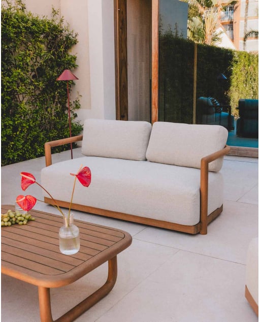 2-Sitzer-Gartensofa aus Eukalyptusholz und Stoff Elnes