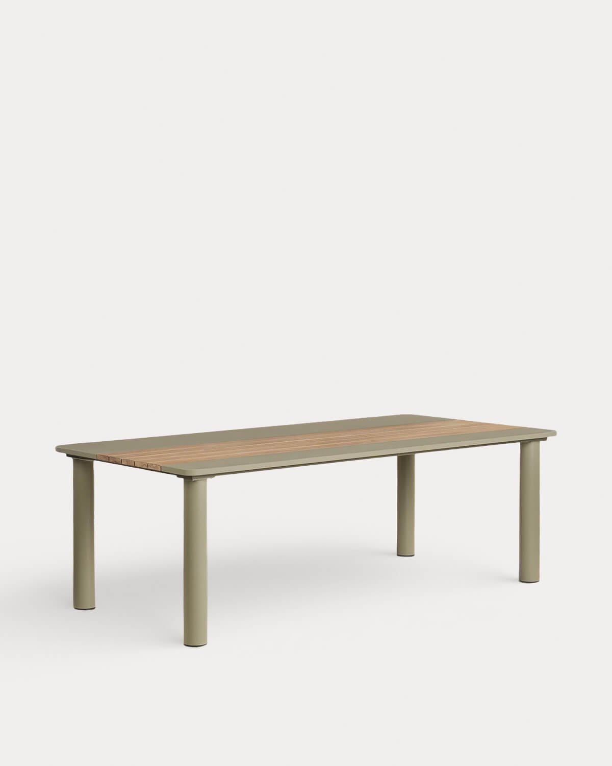 Rechteckiger Gartentisch aus Metall und Teakholz (220x110 cm) Lirae, Galeriebild 1