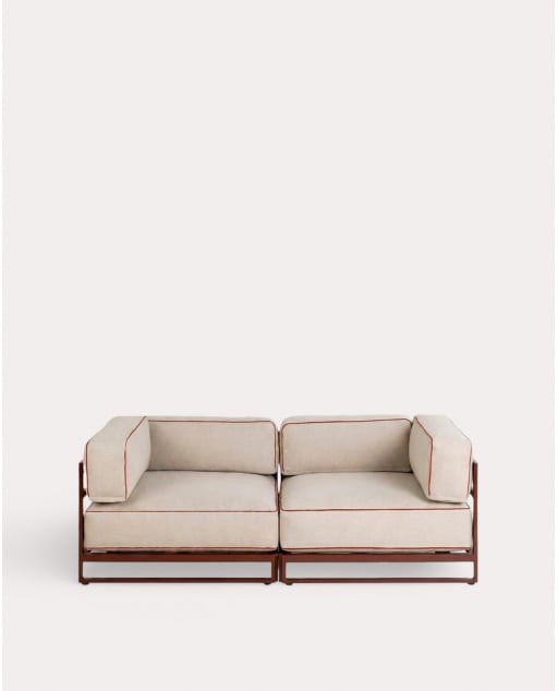 2-Teiliges Modulares Gartensofa-Eckmodul aus Metall und Stoff Kristen