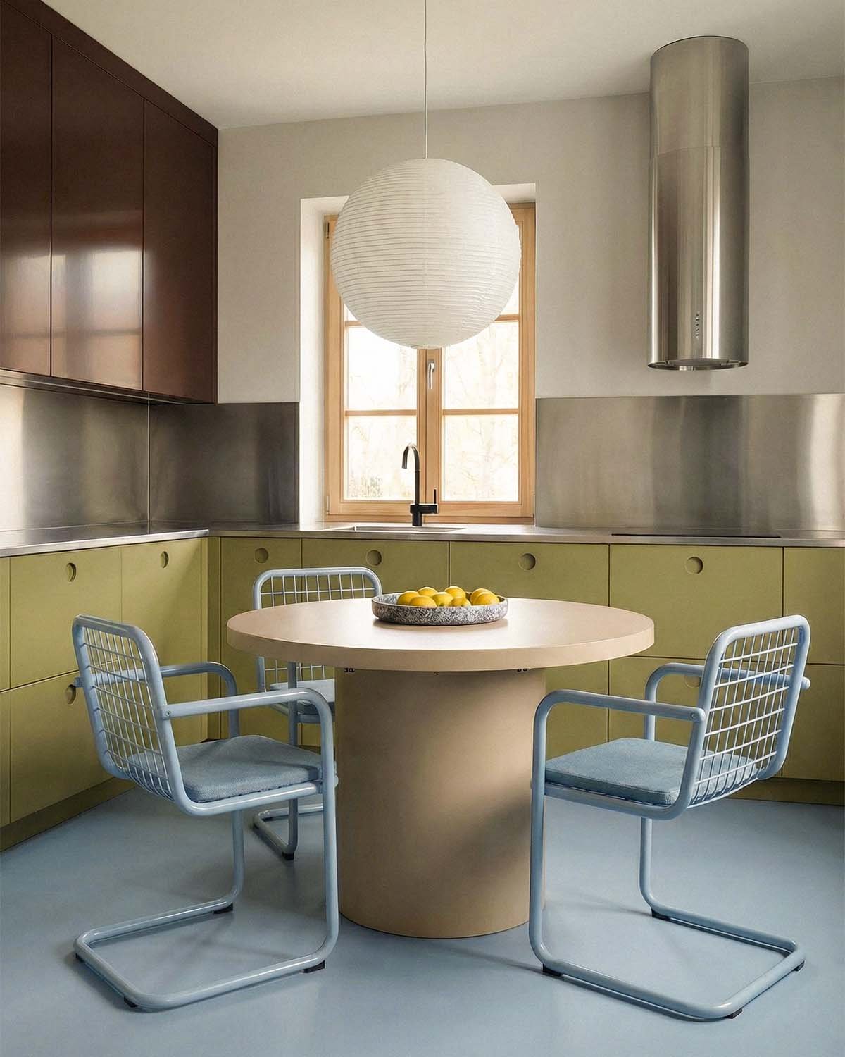 Ausziehbarer Runder Esstisch aus Metall (Ø120-240x120 cm) Beca, Galeriebild 2