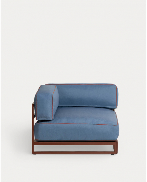 Garten-Eckmodul aus Metall und Stoff für modulares Sofa Kristen - Blau Silvery