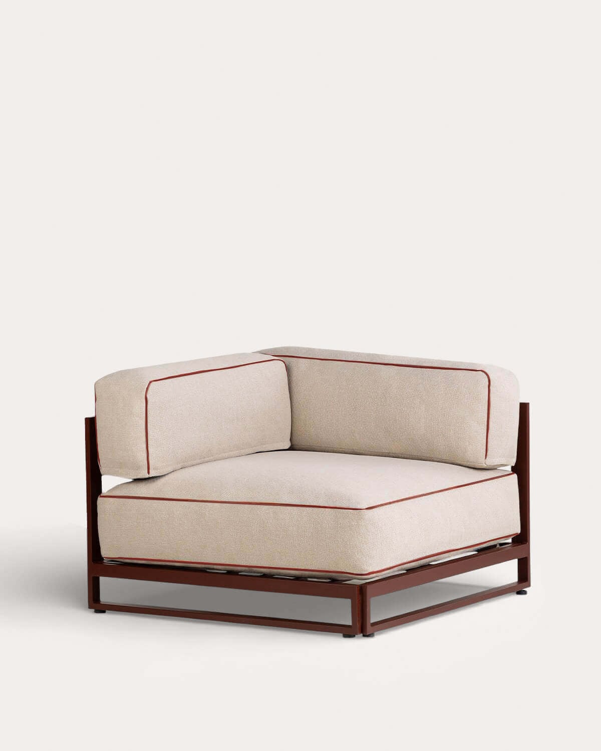 3-Teiliges Modulares Gartensofa Eckmodul und Mittelmodul mit Ottomane aus Metall und Stoff Kristen, Galeriebild 2