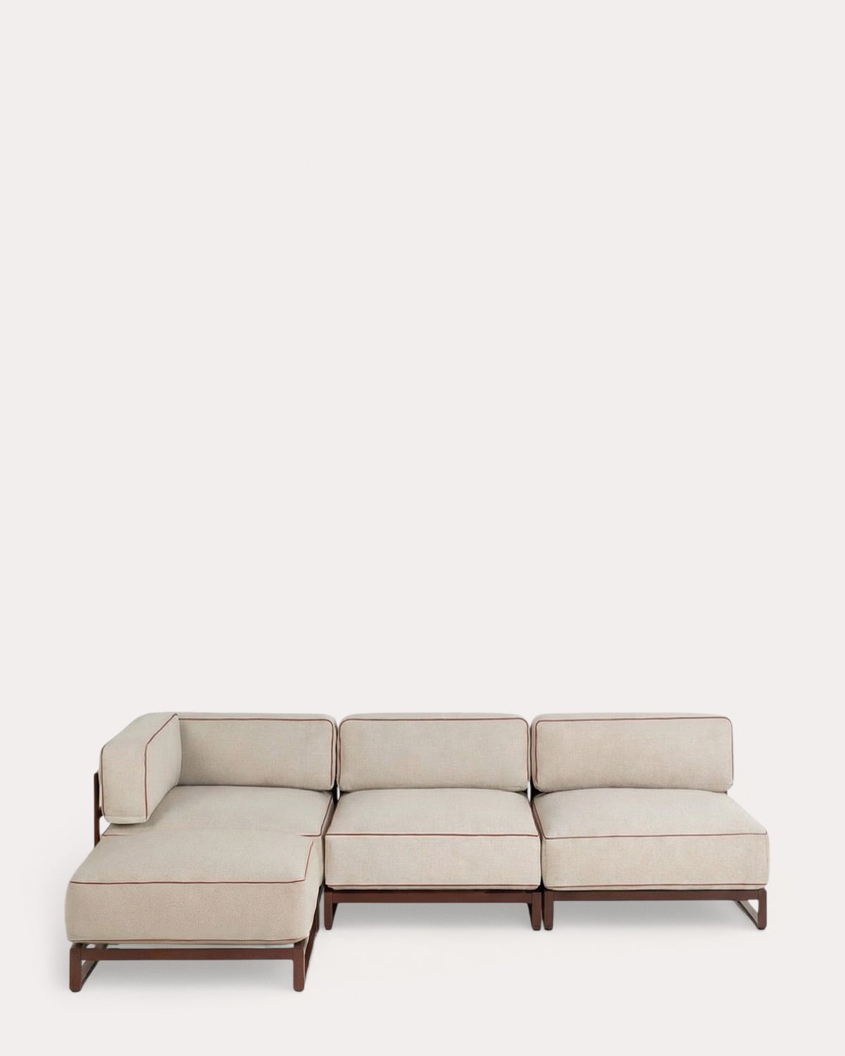 3-Teiliges Modulares Gartensofa Eckmodul und Mittelmodul mit Ottomane aus Metall und Stoff Kristen, Galeriebild 1