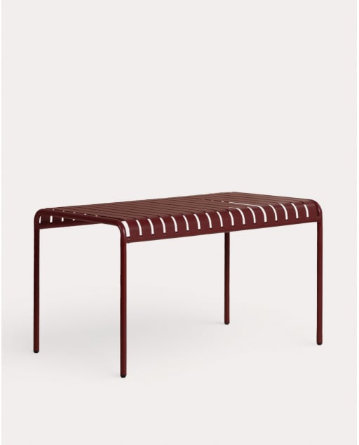 Rechteckiger Metall-Gartentisch (130x80 cm) Tavo - Rot Tinto